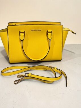 Michael Kors Selma Medium Saffiano Leather Satchel - Yellow
